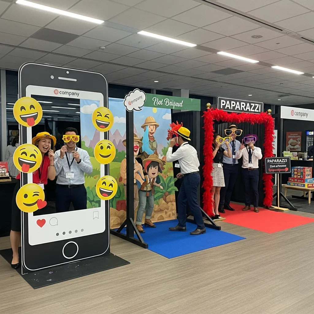 Team building event with interactive photo stations
